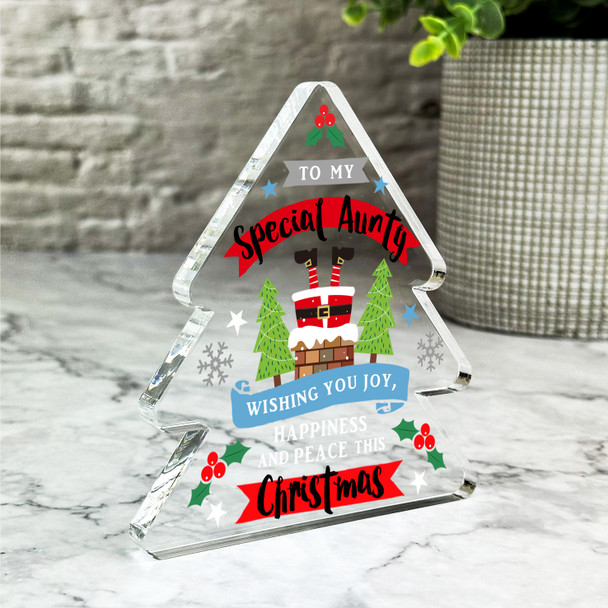 Gift For Aunty Santa Chimney Happiness & Peace Christmas Tree Keepsake Plaque