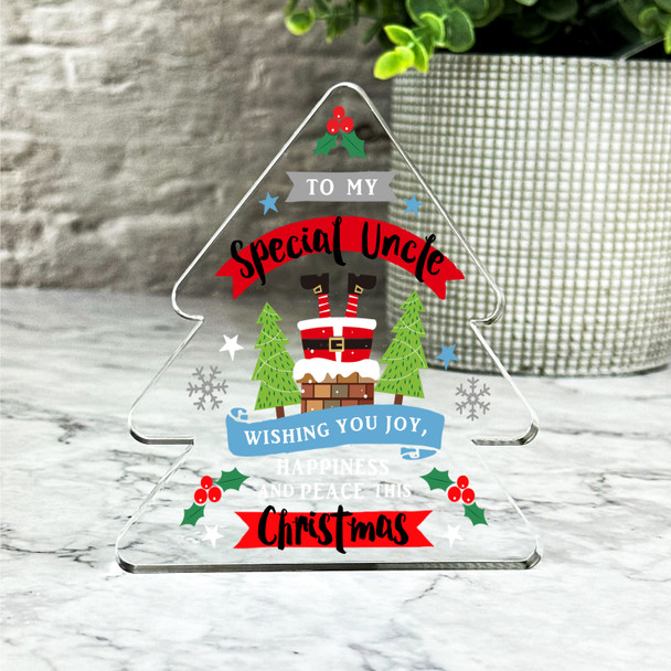 Gift For Uncle Santa Chimney Happiness & Peace Christmas Tree Keepsake Plaque