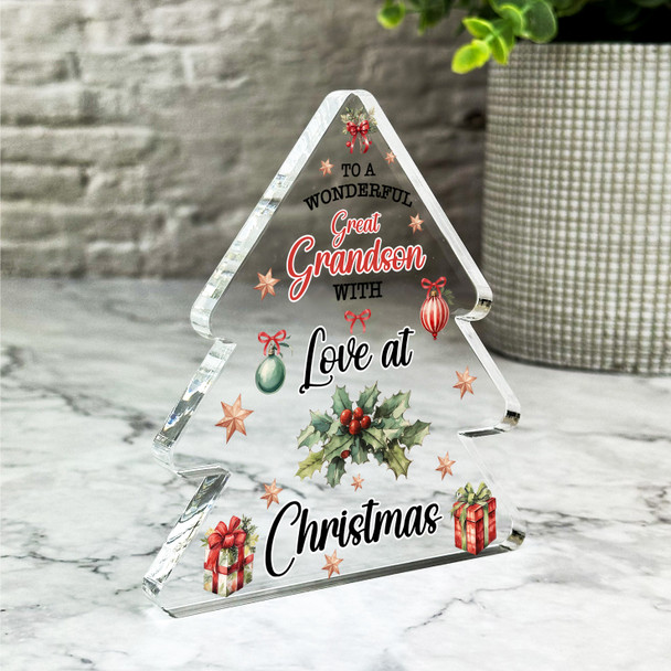 Gift For Great Grandson Christmas Decoration Xmas Tree Keepsake Plaque Decor