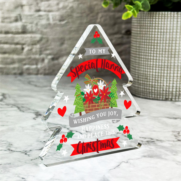 Gift For Nanna Christmas Basket Happiness & Peace Xmas Tree Keepsake Plaque
