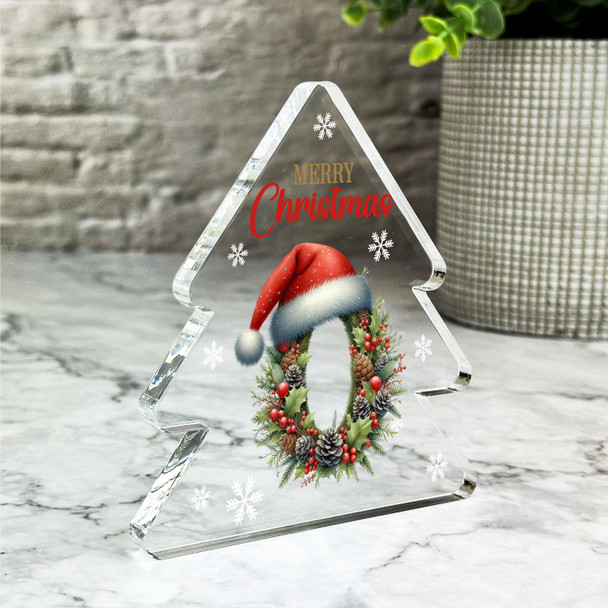 Floral Christmas Alphabet Santa Hat Letter O Gift Xmas Tree Keepsake Plaque