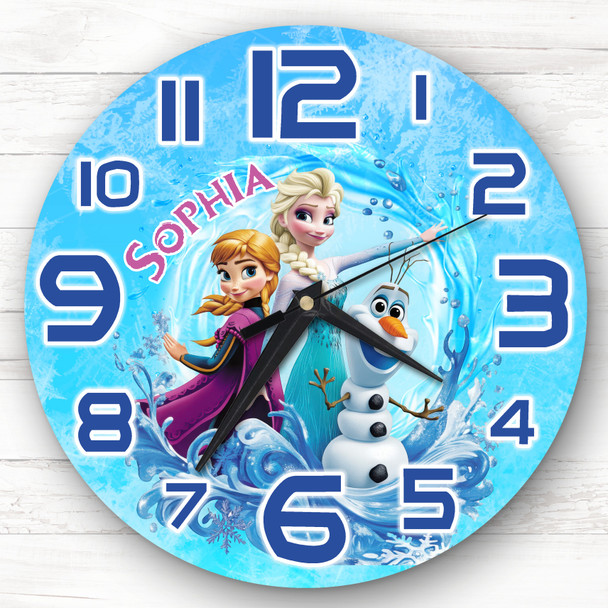 Elsa Anna Olaf Frozen Personalised Gift For Kid's Bedroom Clock Elsa Anna Olaf Frozen Personalised Gift For Kid's Bedroom Clock