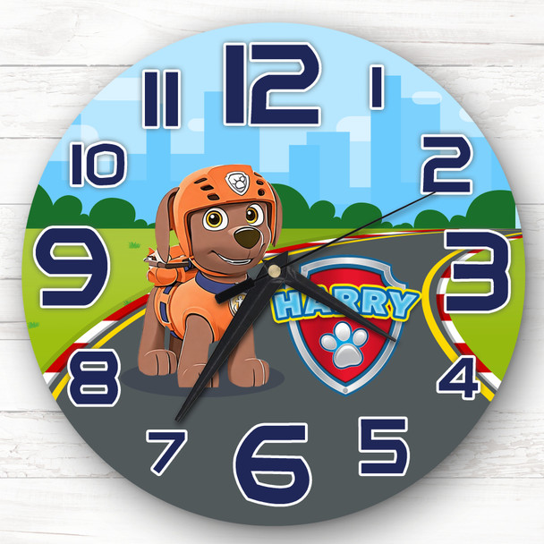 Paw Patrol Zuma Personalised Gift For Kid's Bedroom Clock