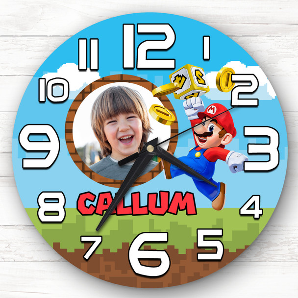 Super Mario Photo Personalised Gift For Kid's Bedroom Clock