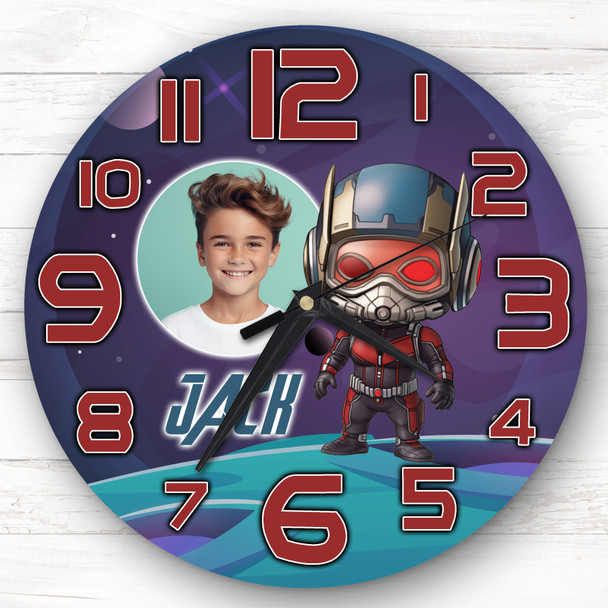 Superhero Ant-Man Photo Personalised Gift For Kid's Bedroom Clock