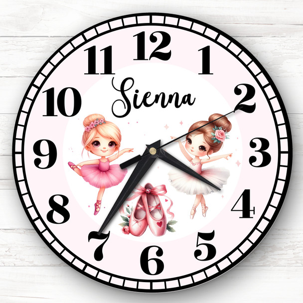 Girls Cute Ballerina Ballet Personalised Gift For Kid's Bedroom Clock Girls Cute Ballerina Ballet Personalised Gift For Kid's Bedroom Clock