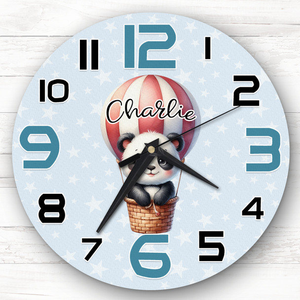 Hot Air Balloon Panda Personalised Gift For Kid's Bedroom Clock