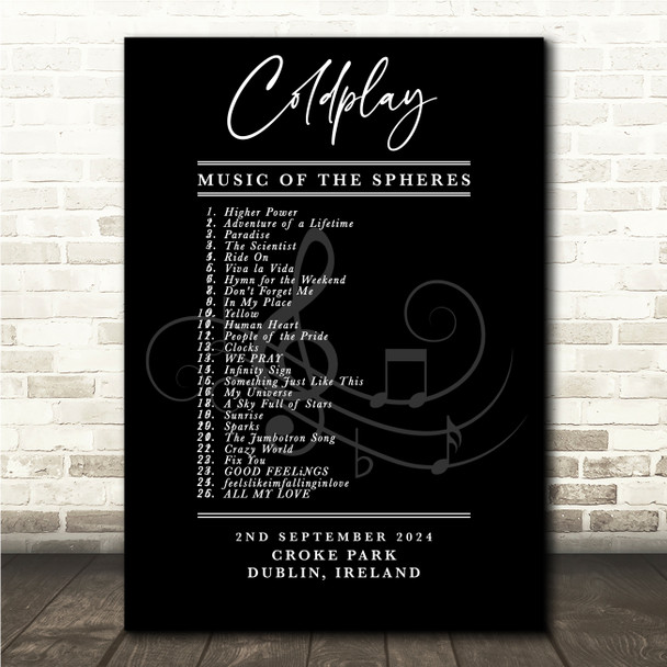 Concert Setlist Poster Print Canvas Black White - Any Artist, Date, Gig, Venue