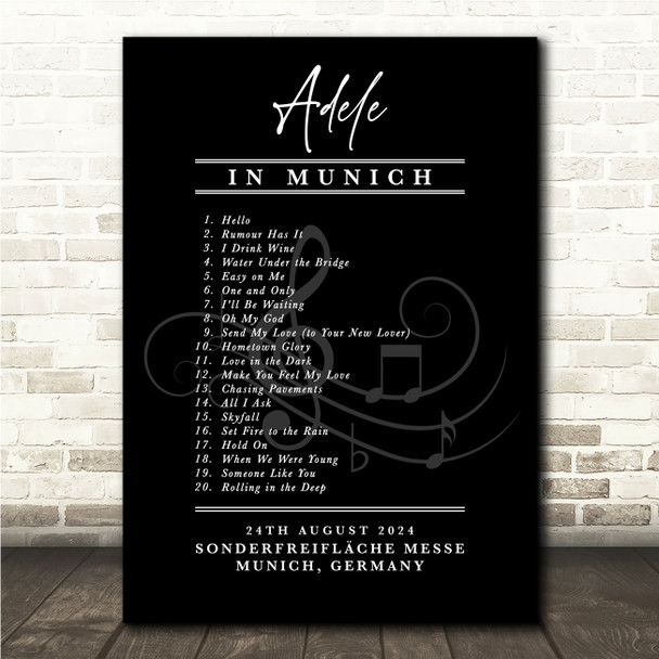 Concert Setlist Poster Print Canvas Black White - Any Artist, Date, Gig, Venue