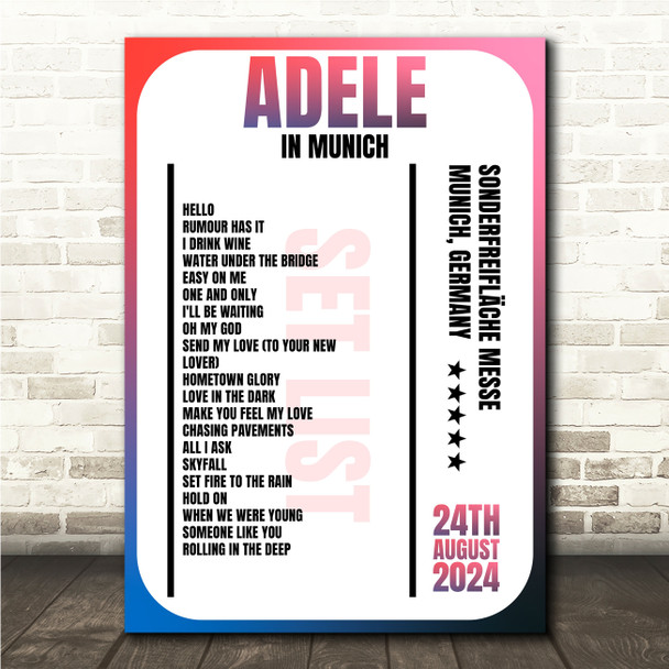Concert Setlist Poster Print Canvas Blue Pink - Any Artist, Date, Gig, Venue