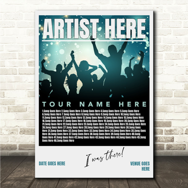 Concert Setlist Poster Print Canvas Green Concert - Any Artist, Date, Gig, Venue