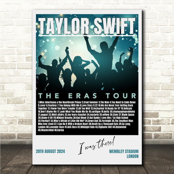Concert Setlist Poster Print Canvas Green Concert - Any Artist, Date, Gig, Venue