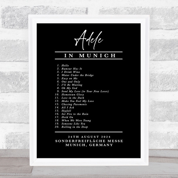 Adele - Concert Setlist Poster Print Canvas Black & White - Sonderfreifläche Messe - Aug 24th 2024