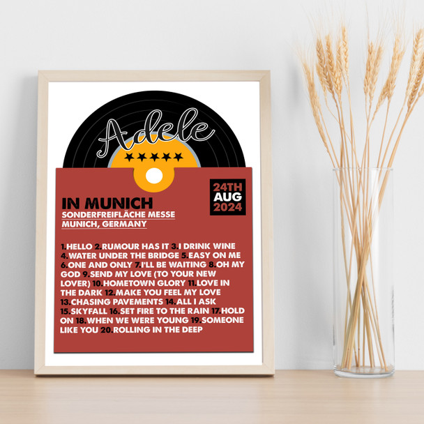 Adele - Concert Setlist Poster Print Canvas Vinyl Record - Sonderfreifläche Messe - Aug 24th 2024