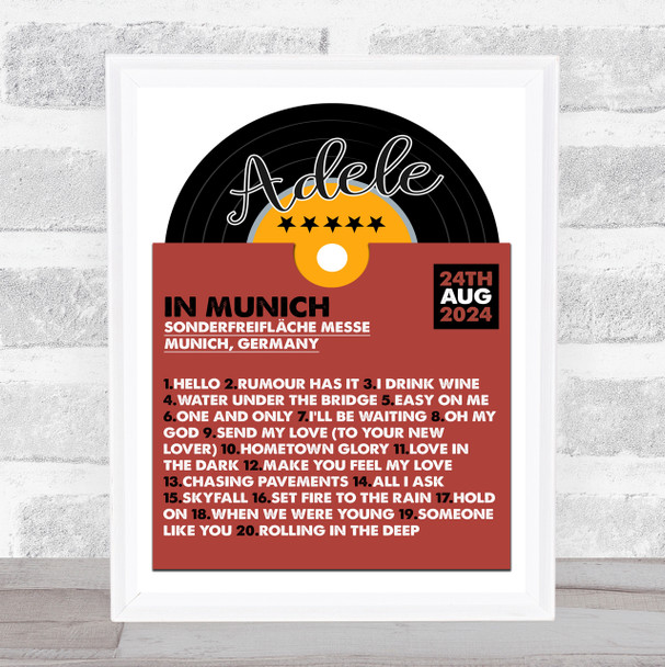 Adele - Concert Setlist Poster Print Canvas Vinyl Record - Sonderfreifläche Messe - Aug 24th 2024