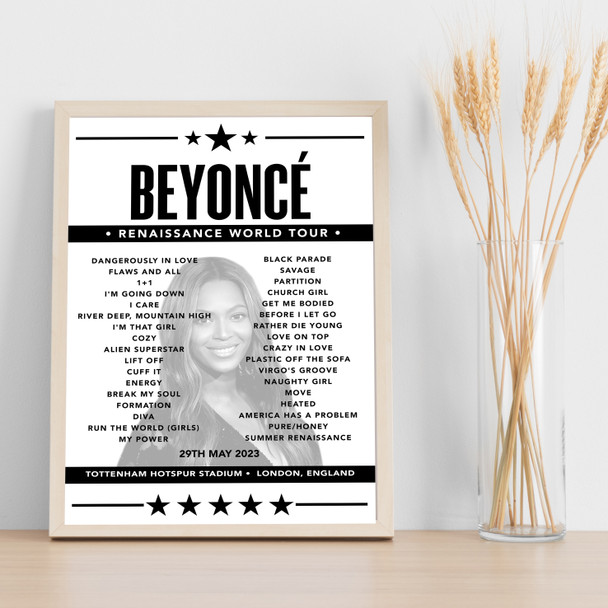 Beyonce - Concert Setlist Poster Print Canvas - Tottenham Hotspur Stadium, London, England - May 29th 2023