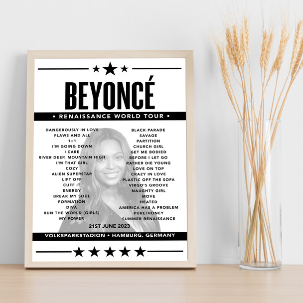 Beyonce - Concert Setlist Poster Print Canvas - Volksparkstadion, Hamburg, Germany - June 21st 2023