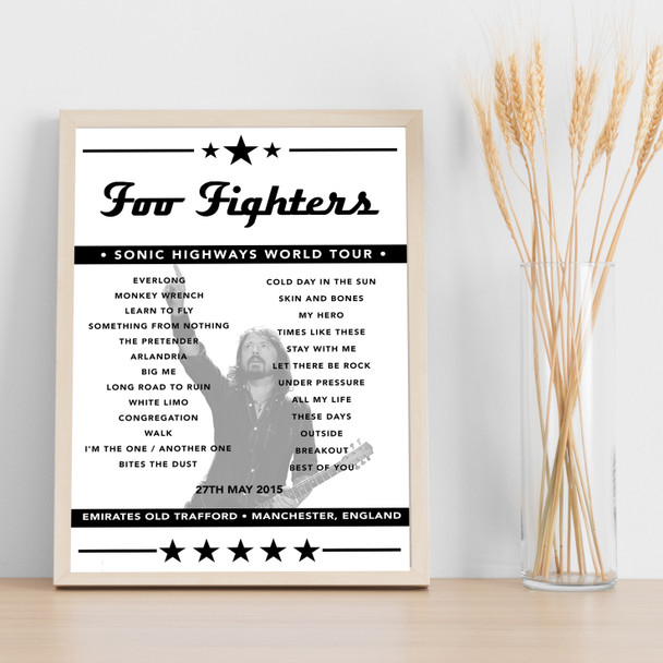 Foo Fighters - Concert Setlist Poster Print Canvas - Emirates Old Trafford, Manchester, England - May 15th 2015