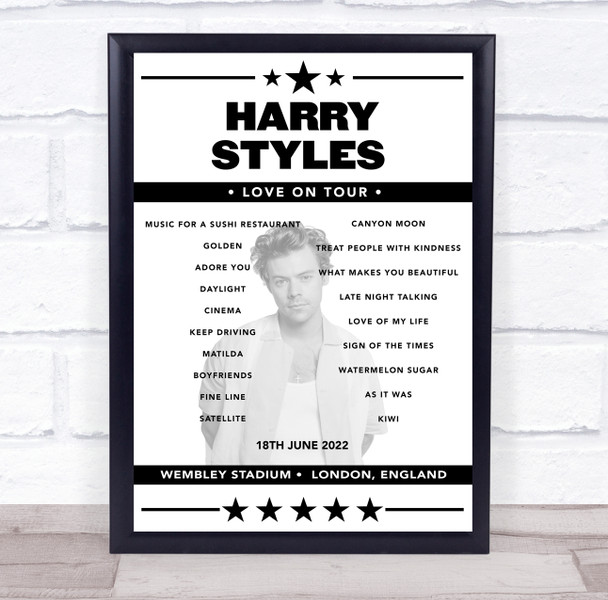 Harry Styles - Concert Setlist Poster Print Canvas - Wembley Stadium, London, England - June 18th 2022 Harry Styles - Concert Setlist Poster Print Canvas - Wembley Stadium, London, England - June 18th 2022