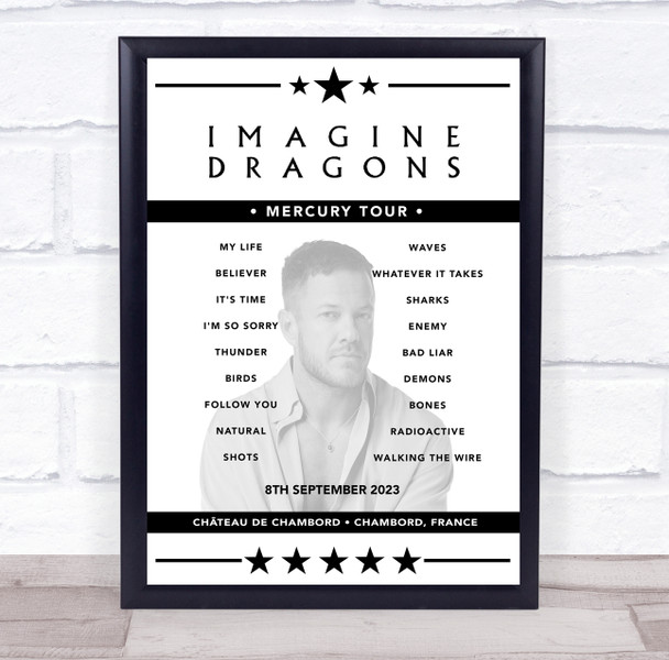 Imagine Dragons - Concert Setlist Poster Print Canvas - Château de Chambord, Chambord, France - September 8th 2023
