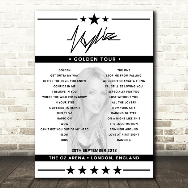 Kylie Minogue - Concert Setlist Poster Print Canvas - The O2 Arena, London, England - September 28th 2018