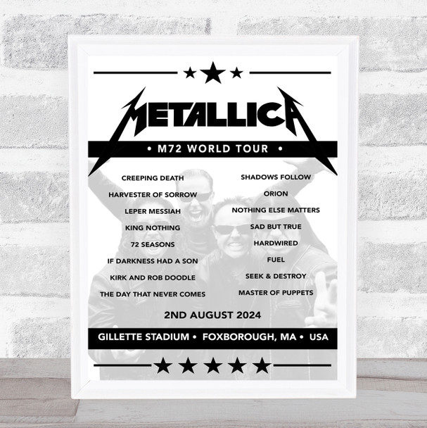 Metallica - Concert Setlist Poster Print Canvas - Gillette Stadium, Foxborough, MA, USA - August 2nd 2024