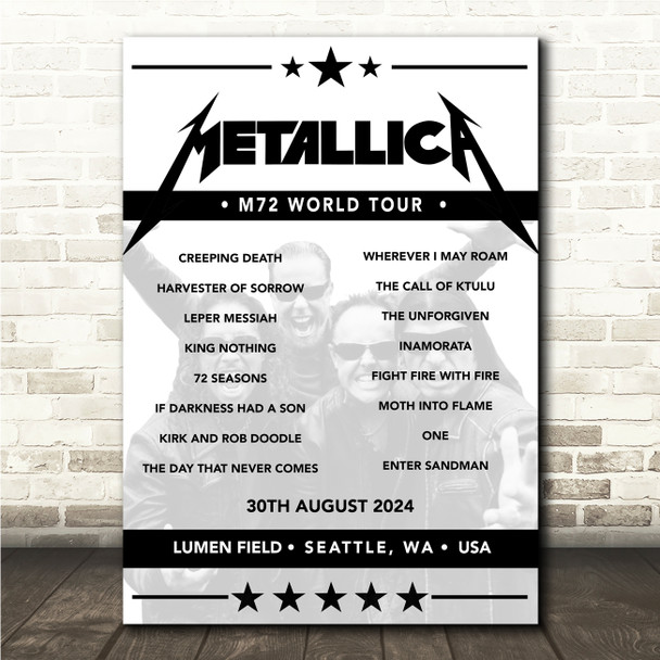 Metallica - Concert Setlist Poster Print Canvas - Lumen Field, Seattle, WA, USA - August 30th 2024