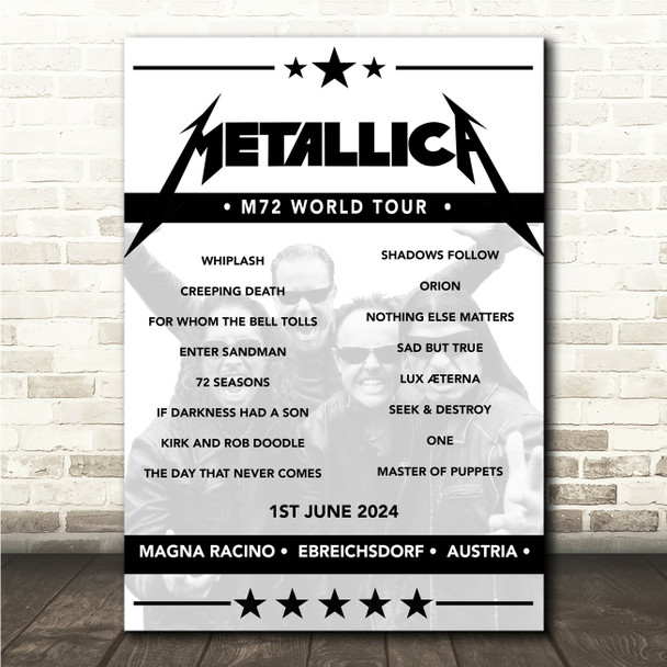 Metallica - Concert Setlist Poster Print Canvas - Magna Racino, Ebreichsdorf, Austria - June 1st 2024