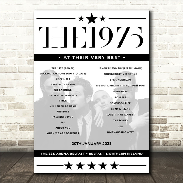 The 1975 - Concert Setlist Poster Print Canvas - The SSE Arena Belfast, Belfast, Northern Ireland - January 30th 2023