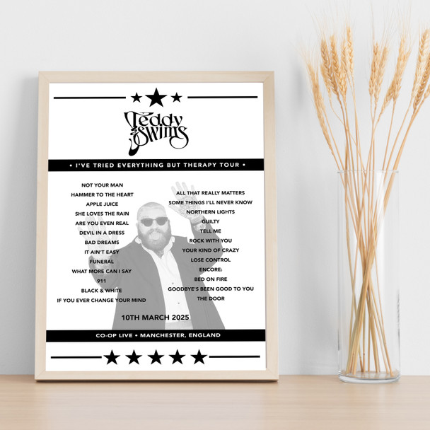 Teddy Swims Concert Setlist Poster Print Canvas - Any Date, Gig, Venue