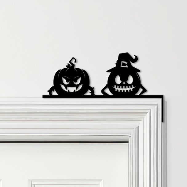 Door Topper 2 Halloween Decor Pumpkins Various Colours Decorative Sign