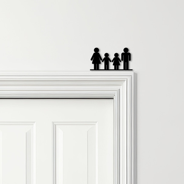 Door Topper Family Of 4, 1 Boy 1 Girl Various Colours Decorative Sign