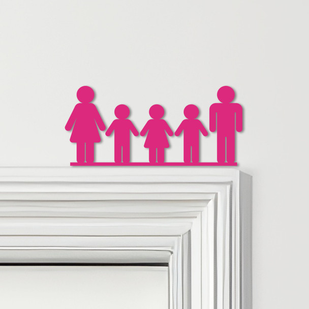 Door Topper Family Of 4, 2 Boys 1 Girl Various Colours Decorative Sign