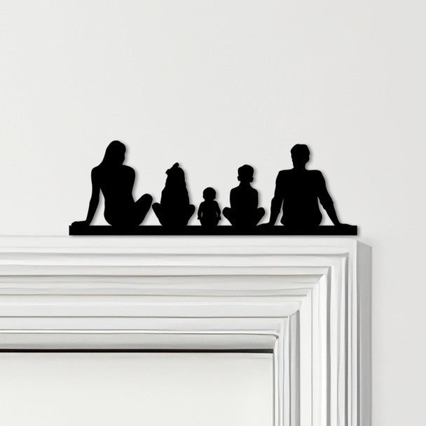 Door Topper Family Of 5, 1 Girl 1 Boy 1 Baby Various Colours Frame Decor Sign