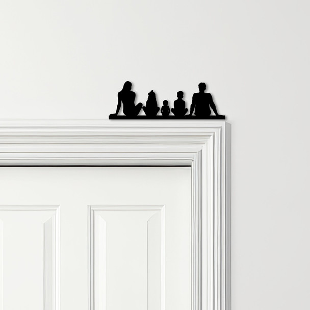 Door Topper Family Of 5, 1 Girl 1 Boy 1 Baby Various Colours Frame Decor Sign