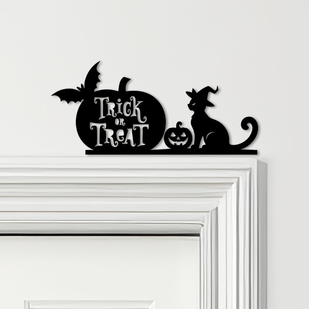 Door Topper Halloween Decor Trick Or Treat Cat Various Colours Decorative Sign
