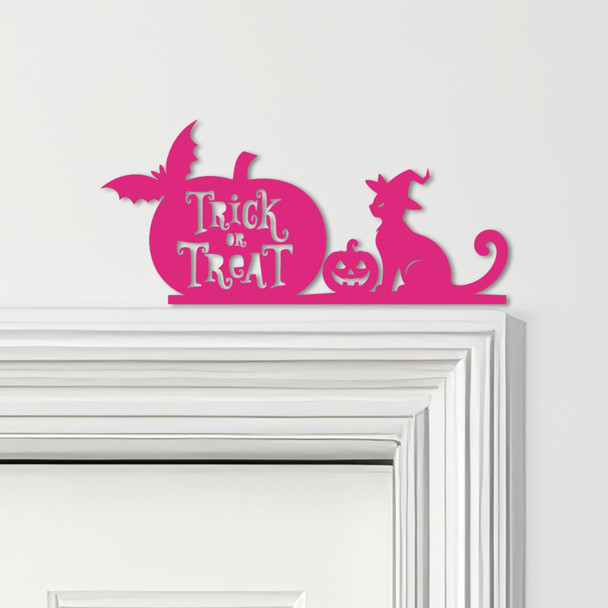 Door Topper Halloween Decor Trick Or Treat Cat Various Colours Decorative Sign