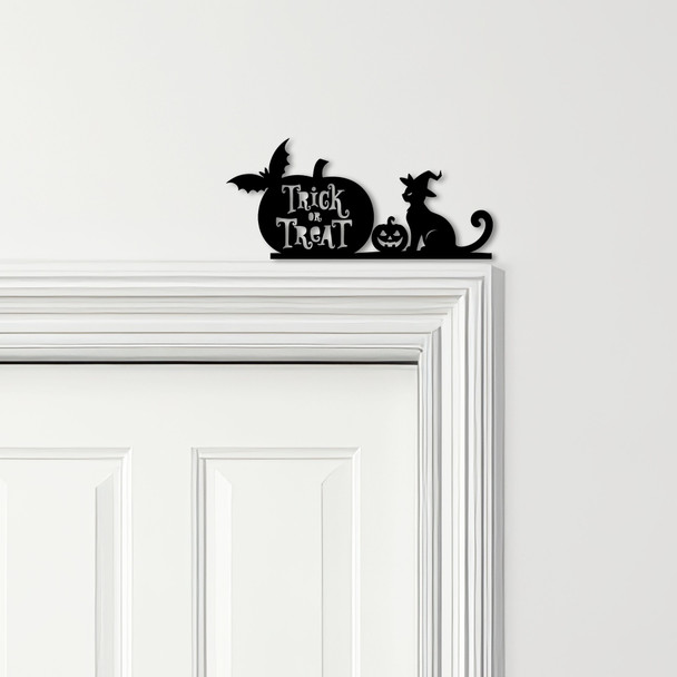 Door Topper Halloween Decor Trick Or Treat Cat Various Colours Decorative Sign