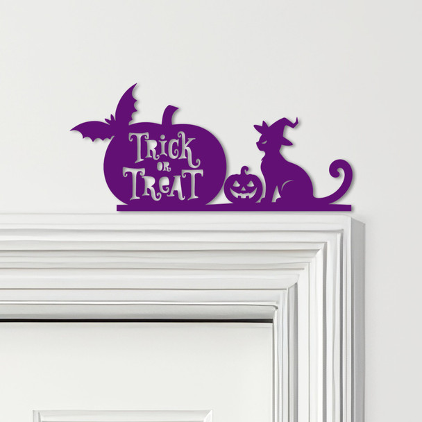 Door Topper Halloween Decor Trick Or Treat Cat Various Colours Decorative Sign