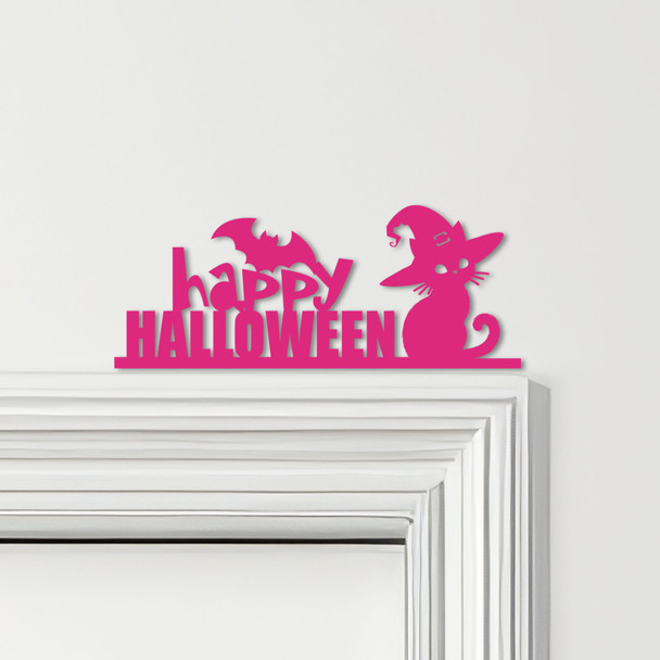 Door Topper Happy Halloween Decor Cat Bat Various Colours Decorative Sign