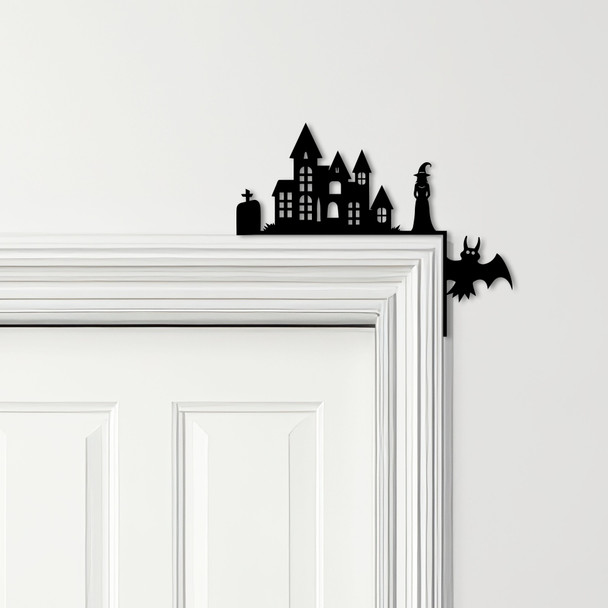 Door Topper Haunted House Witch Halloween Decor Various Colours Decorative Sign