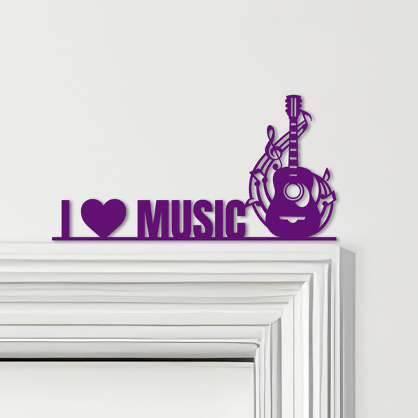 Door Topper I Love Music Guitar Music Notes Various Colours Frame Decor Sign