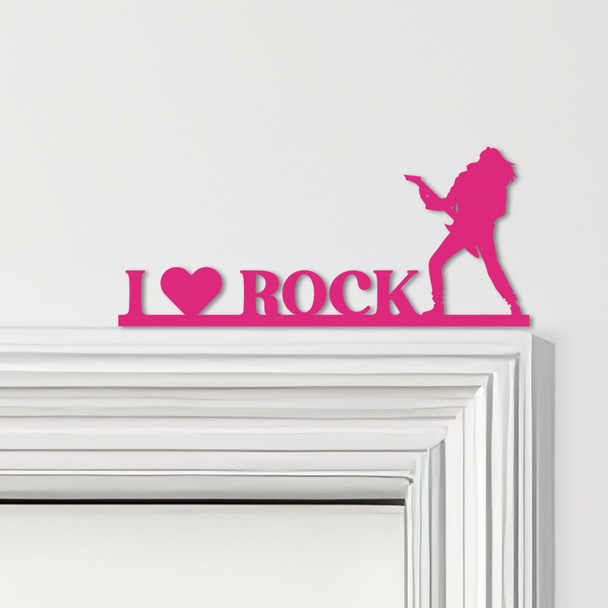 Door Topper I Love Rock Guitar Player Various Colours Decorative Sign