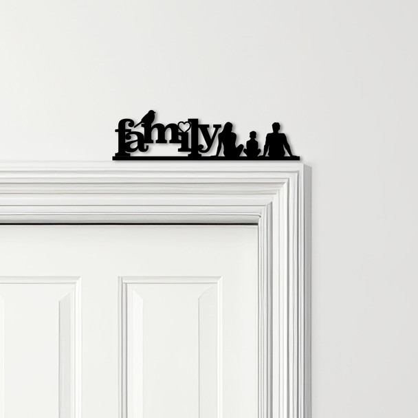 Door Topper Love Heart Bird Family Of 3, 1 Boy Various Colours Decorative Sign