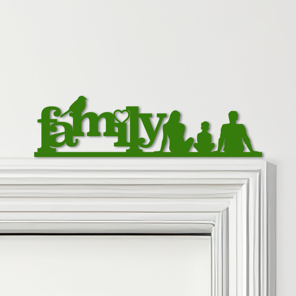 Door Topper Love Heart Bird Family Of 3, 1 Boy Various Colours Decorative Sign