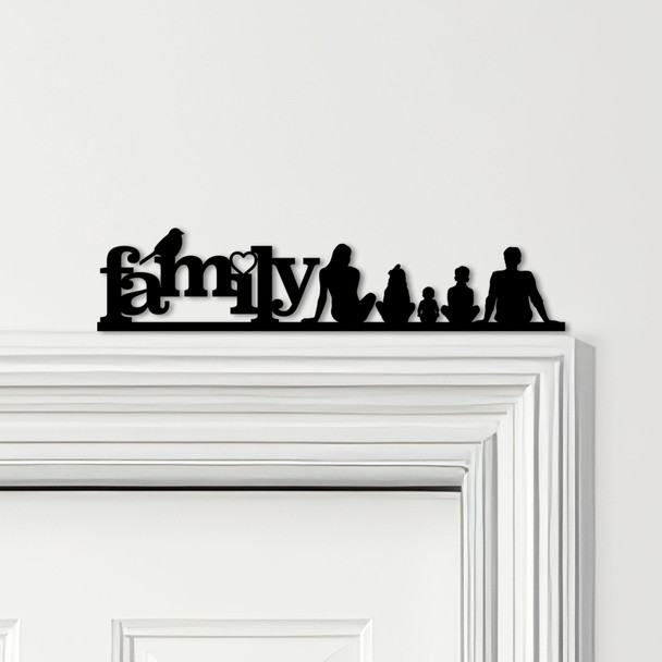 Door Topper Love Heart Bird Family Of 5 1 Girl 1 Boy 1 Baby Various Colours Sign