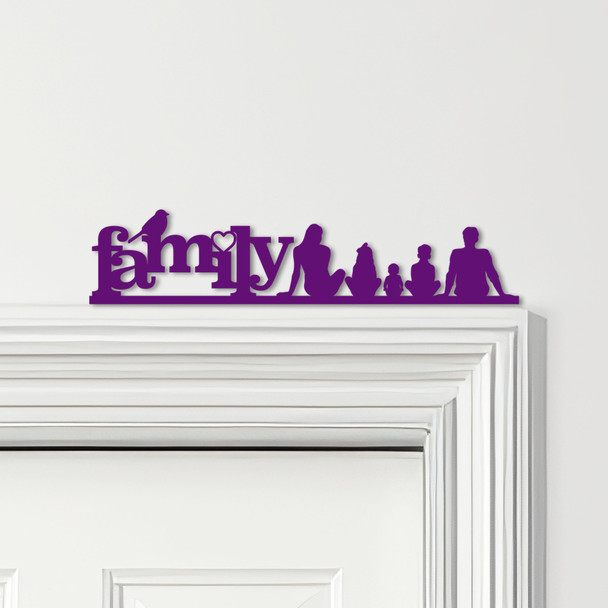 Door Topper Love Heart Bird Family Of 5 1 Girl 1 Boy 1 Baby Various Colours Sign