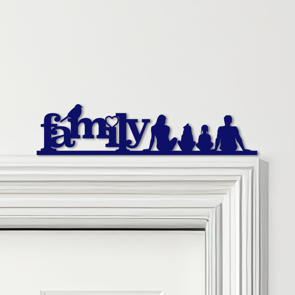 Door Topper Love Heart Bird Family Of Four 2 Girls Various Colours Decor Sign