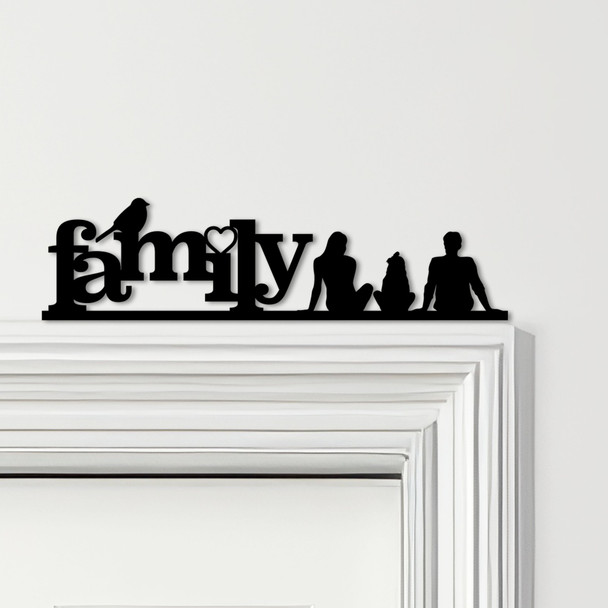 Door Topper Love Heart Bird Family Of Three 1 Girl Various Colours Decor Sign