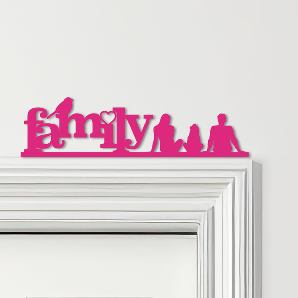 Door Topper Love Heart Bird Family Of Three 1 Girl Various Colours Decor Sign